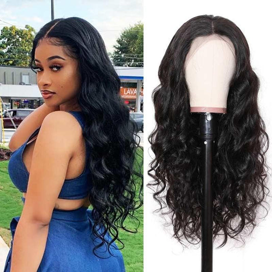 VSHOW Transparent Lace Front Wigs Body Wave Human Hair Pre Plucked with Baby Hair Natural Black