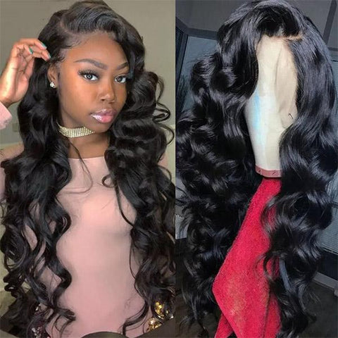VSHOW 10A Body Wave Perm Human Hair Wigs Transparent Lace Frontal Wigs Extra Long Hair 32-40 Inch Wig