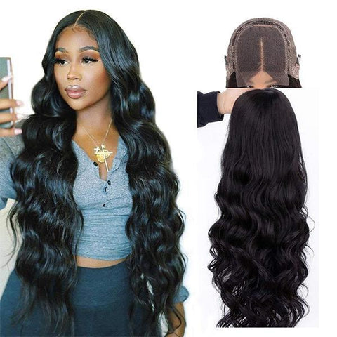 VSHOW 10A Body Wave Perm Human Hair Wigs Transparent Lace Frontal Wigs Extra Long Hair 32-40 Inch Wig