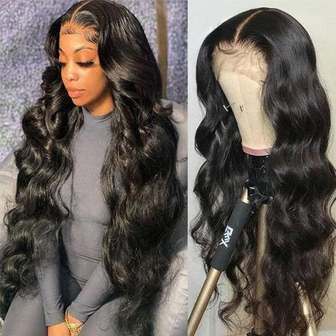 VSHOW 10A Body Wave Perm Human Hair Wigs Transparent Lace Frontal Wigs Extra Long Hair 32-40 Inch Wig