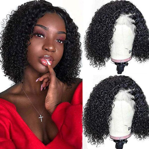 VSHOW Kinky Curly Wig Bob Short Hair 13x4 And 4x4 Bob Lace Front Wigs Human Hair