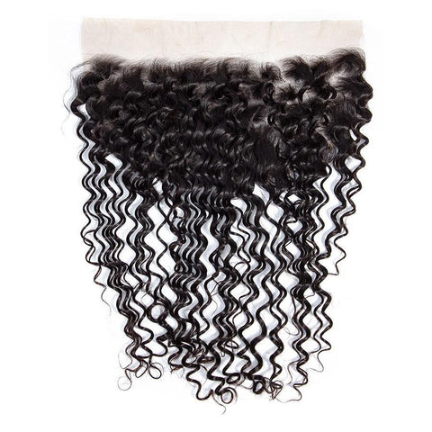 VSHOW HAIR Premium 9A Brazilian Human Virgin Hair Deep Wave 3 Bundles with Pre Plucked 13x4 Frontal Natural Black