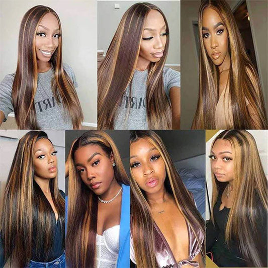 [Fast Shipment] VSHOW Straight Hair Highlight Wig Wear Go Wigs Glueless 10x6 HD Lace Wigs 180% Density