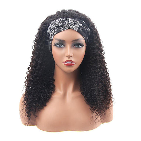 VSHOW 180% Density Glueless Kinky Curly Headband Wig Thick Throw & Go Human Hair Wigs