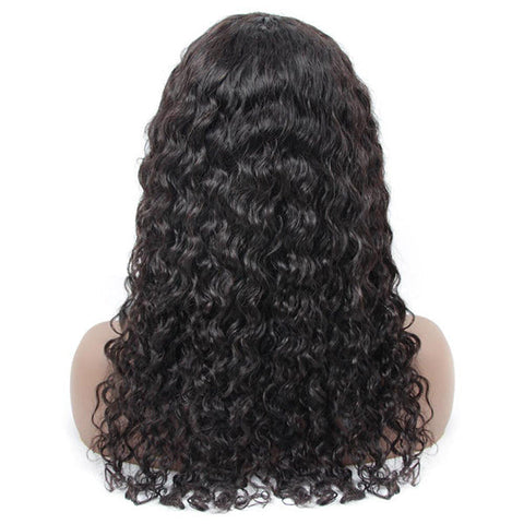 VSHOW HAIR Premium 9A Water Wave Human Hair None Lace Wigs with Bangs