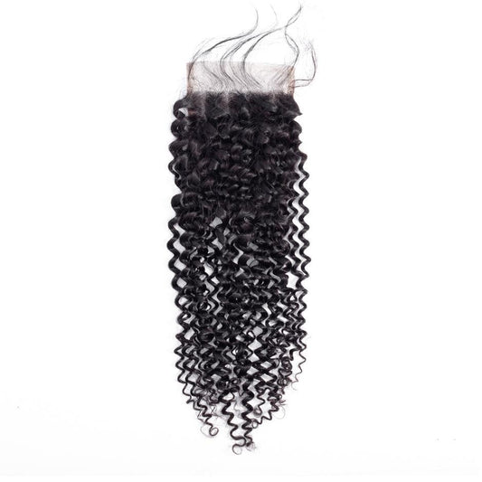 VSHOW HAIR 100% Virgin Human Hair Kinky Curly 4x4 6x6 Lace Closure Natural Black