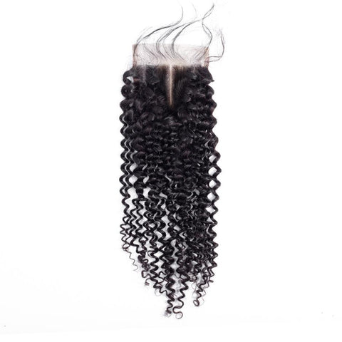 VSHOW HAIR 100% Virgin Human Hair Kinky Curly 4x4 6x6 Lace Closure Natural Black