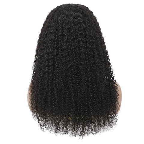 VSHOW HAIR Kinky Curly Lace Part Wig Deep Middle Part 6 Inch Natural Black