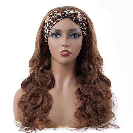 VSHOW HAIR Premium #4 Brown Body Wave Hair Headband Wigs 180% Density Glueless None Lace Wig