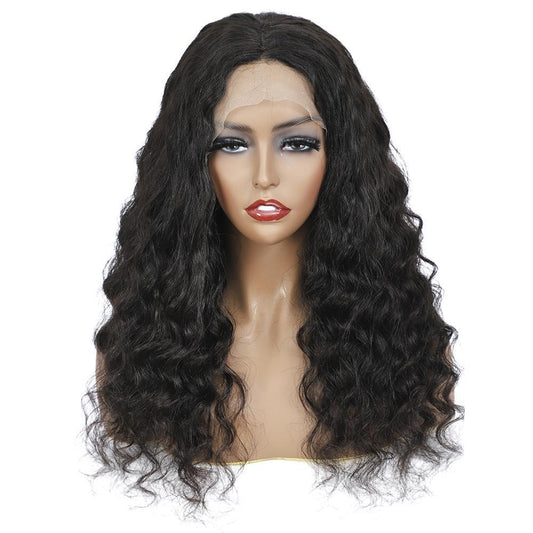 VSHOW HAIR Premium Loose Deep Wave Lace Part Wig Deep Middle Part 4 Inch Natural Black