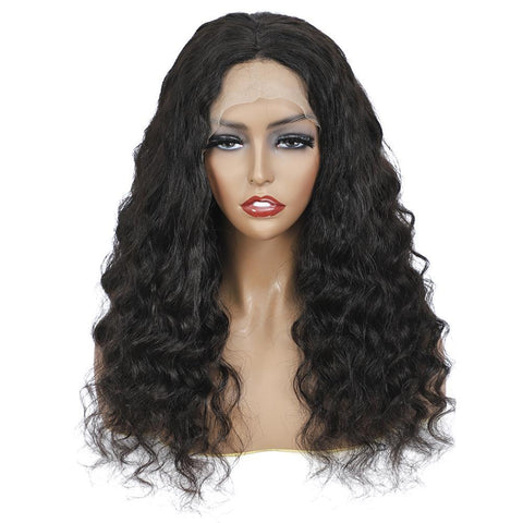 VSHOW HAIR Premium Loose Deep Wave Lace Part Wig Deep Middle Part 6 Inch Natural Black