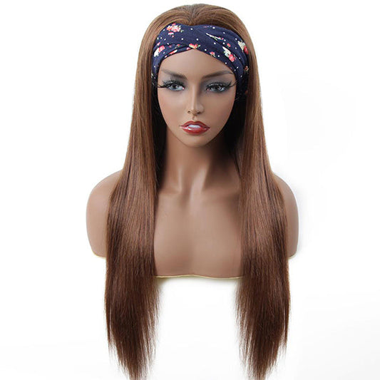 VSHOW HAIR Premium #4 Brown Straight Hair Headband Wigs 180% Density Glueless None Lace Wig