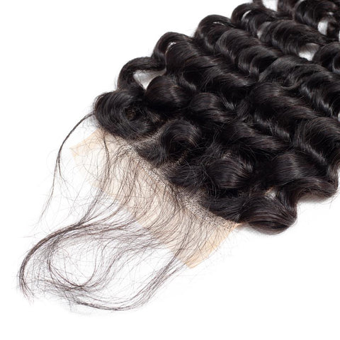VSHOW HAIR 100% Virgin Human Hair Deep Wave 4x4 6x6 Lace Closure Natural Black