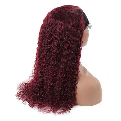 VSHOW HAIR Premium Burgundy 99J Water Wave Hair Headband Wigs 180% Density Glueless None Lace Wig