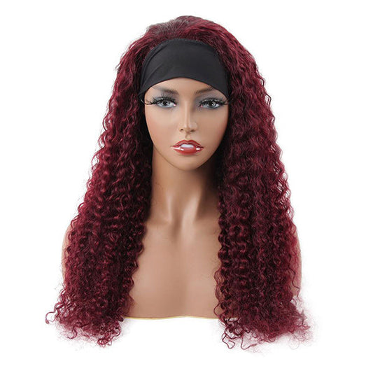 VSHOW HAIR Premium Burgundy 99J Water Wave Hair Headband Wigs 180% Density Glueless None Lace Wig