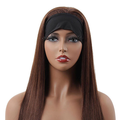 VSHOW HAIR Premium #2 Dark Brown Straight Hair Headband Wigs 180% Density Glueless None Lace Wig