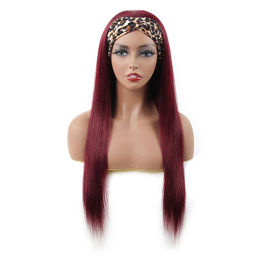 VSHOW HAIR Premium Burgundy 99J Straight Hair Headband Wigs 180% Density Glueless None Lace Wig