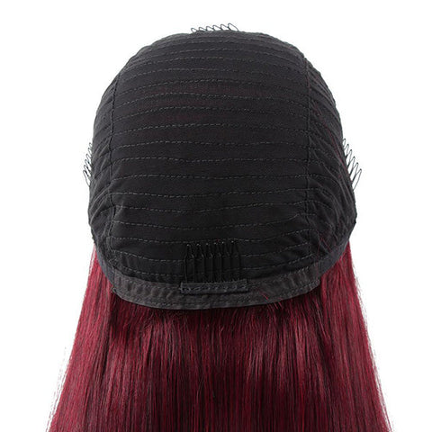 VSHOW HAIR Premium Burgundy 99J Straight Hair Headband Wigs 180% Density Glueless None Lace Wig