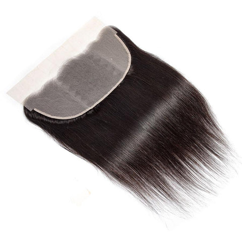 VSHOW HAIR Premium 9A Malaysian Human Virgin Hair Straight 3 Bundles with Pre Plucked 13x4 Frontal Natural Black