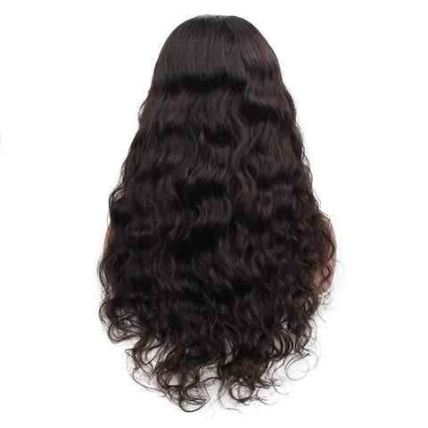 VSHOW Soft Loose Deep Wave Human Hair U Part Wigs Natural Black