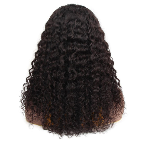 VSHOW Water Wave Human Hair U Part Wigs Natural Black