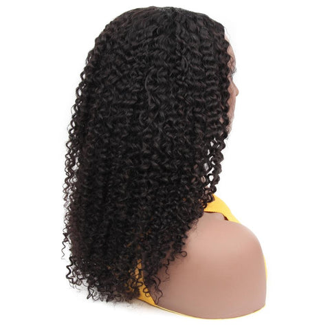 VSHOW HAIR Premium Kinky Curly Human Hair U Part Wigs Natural Black