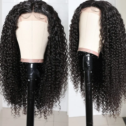 VSHOW  Lace Front Human Hair Wigs for Women Kinky Curly 4x4 Lace Closure Wig