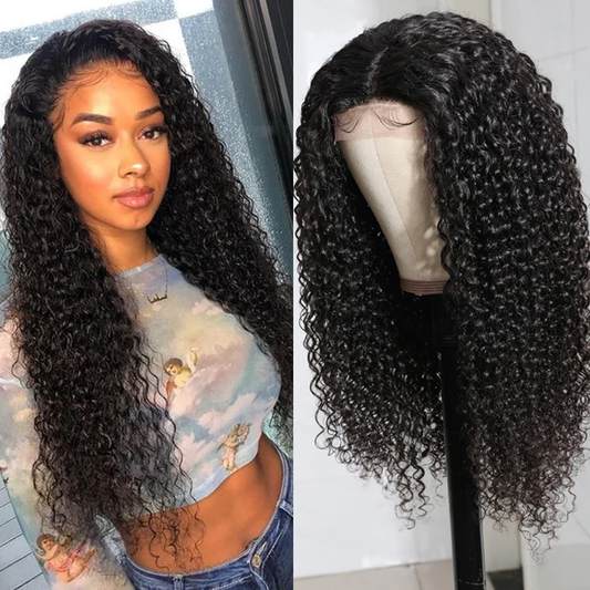 VSHOW  Lace Front Human Hair Wigs for Women Kinky Curly 4x4 Lace Closure Wig