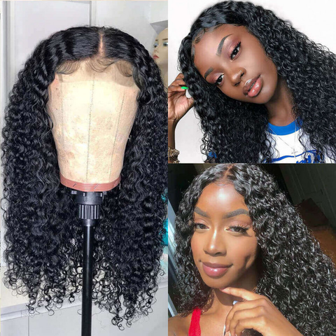 VSHOW  Lace Front Human Hair Wigs for Women Kinky Curly 4x4 Lace Closure Wig