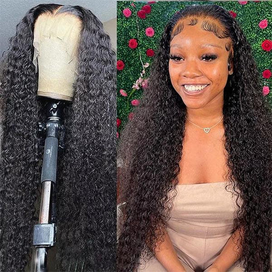 VSHOW 10A 32-40 Inch Hair Wigs Kinky Curly Human Hair Wigs Transparent Lace Front Wig