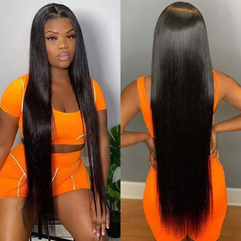 VSHOW Long Straight Hair 40 Inch Human Hair Wigs Pre Plucked 13x6 Lace Front Wigs Transparent Lace Wig
