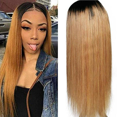 VSHOW HAIR Blonde 1b 27 Virgin Straight Human Hair Lace Front Wigs