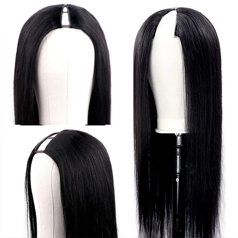 VSHOW Glueless Wigs V Part Wigs Straight Hair Wigs Thin Part Human Hair Wig