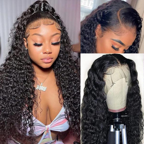VSHOW Water Wave Hair Curly 13x4/13x6 Lace Front Wigs Human Hair Wet And Wavy Wigs