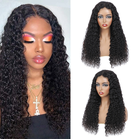 VSHOW Affordable Water Wave Human Hair Lace Front Wigs 13x4/13x6 Transparent Lace wig Natural Black
