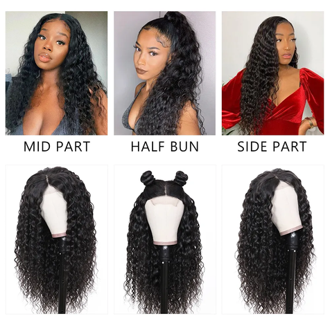 VSHOW Human Hair Wigs Water Wave Hair Lace Front Wigs Cosply Wigs for Women Wigs Curly Wigs