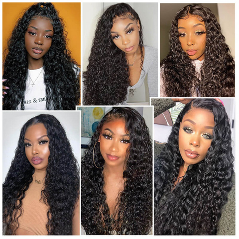 VSHOW Human Hair Wigs Water Wave Hair Lace Front Wigs Cosply Wigs for Women Wigs Curly Wigs