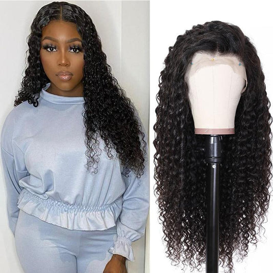 VSHOW HAIR Premium 9A Transparent Lace Front Wigs Deep Wave Human Hair Natural Black