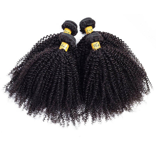 VSHOW HAIR Premium 9A Brazilian Human Virgin Hair Afro Curly Natural Black 4 Bundles Deal