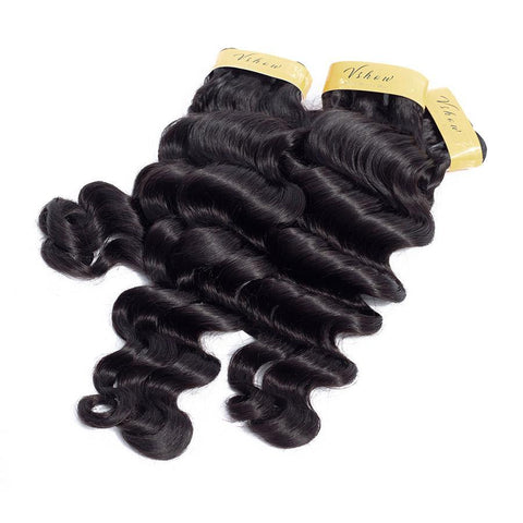 VSHOW HAIR Premium 9A Peruvian Virgin Human Hair Loose Deep Wave 3 or 4 Bundles with Closure Popular Sizes