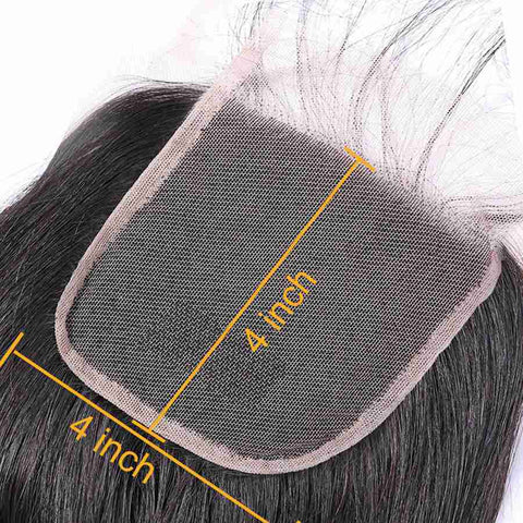 VSHOW HAIR Premium 9A Mongolian Human Virgin Hair Straight 4 Bundles with Pre Plucked Closure Deal Natural Black