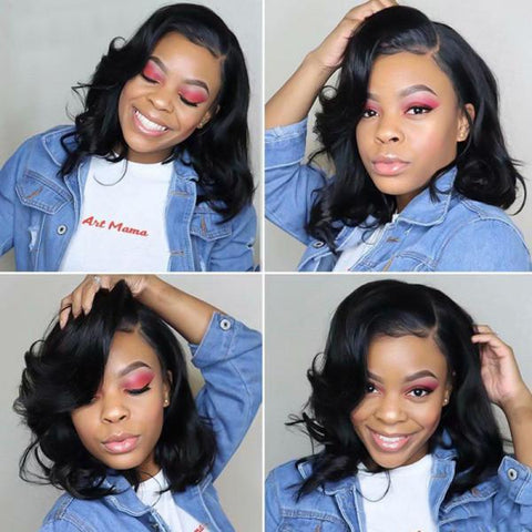 VSHOW Lace Front Body Wave Wig Preplucked Short Bob Wig That Look Real Human Hair For Women