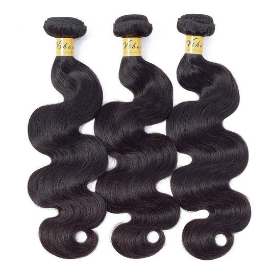 VSHOW HAIR Premium 9A Malaysian Human Virgin Hair Body Wave Natural Black 3 Bundles Deal