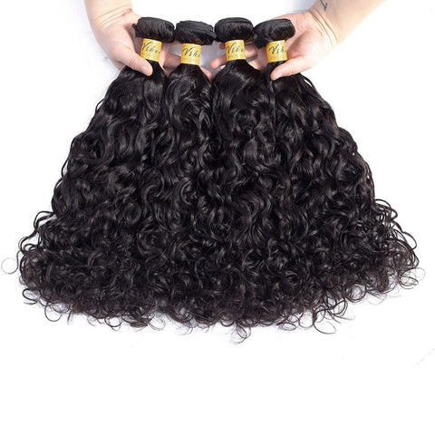 VSHOW HAIR Premium 9A Brazilian Human Virgin Hair Natural Wave Natural Black 4 Bundles Deal