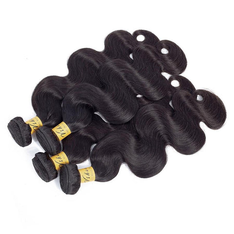 VSHOW HAIR Premium 9A Mongolian Human Virgin Hair Body Wave Natural Black 4 Bundles Deal
