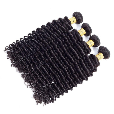 VSHOW HAIR Premium 9A Peruvian Human Virgin Hair Deep Wave Natural Black 4 Bundles Deal