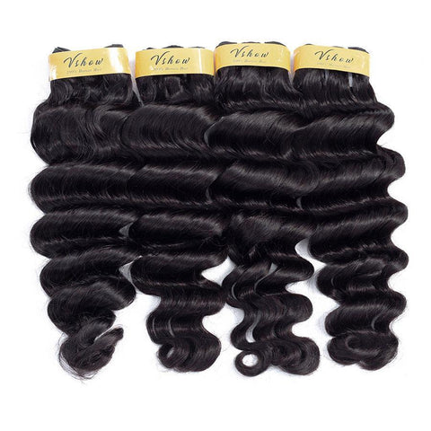 VSHOW HAIR Premium 9A Peruvian Virgin Human Hair Loose Deep Wave 3 or 4 Bundles with Closure Popular Sizes