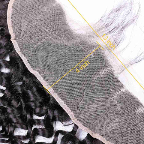 VSHOW HAIR Premium 9A Indian Human Virgin Hair Water Wave 3 Bundles with Pre Plucked 13x4 Frontal Natural Black