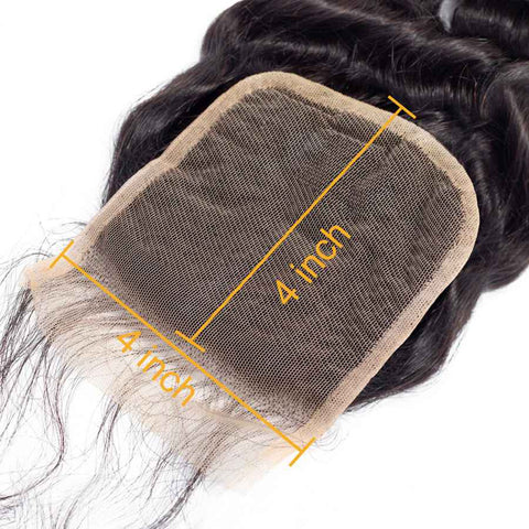 VSHOW HAIR Premium 9A Peruvian Human Virgin Hair Loose Deep Wave 4 Bundles with Pre Plucked Closure Deal Natural Black