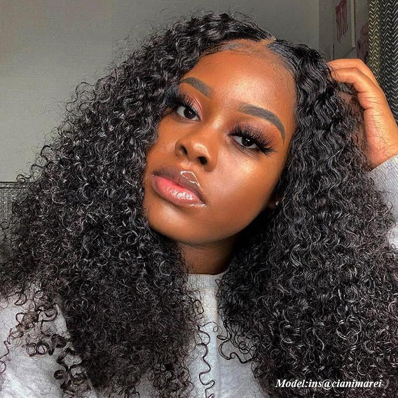 Popular Transparent Lace Front Wigs Mongolian Kinky Curly Human